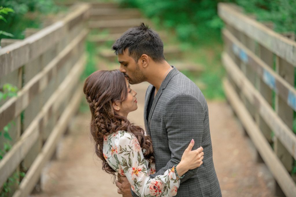 Engaged Couple In the Edmonton River Valley by Lily Laidlaw Photography