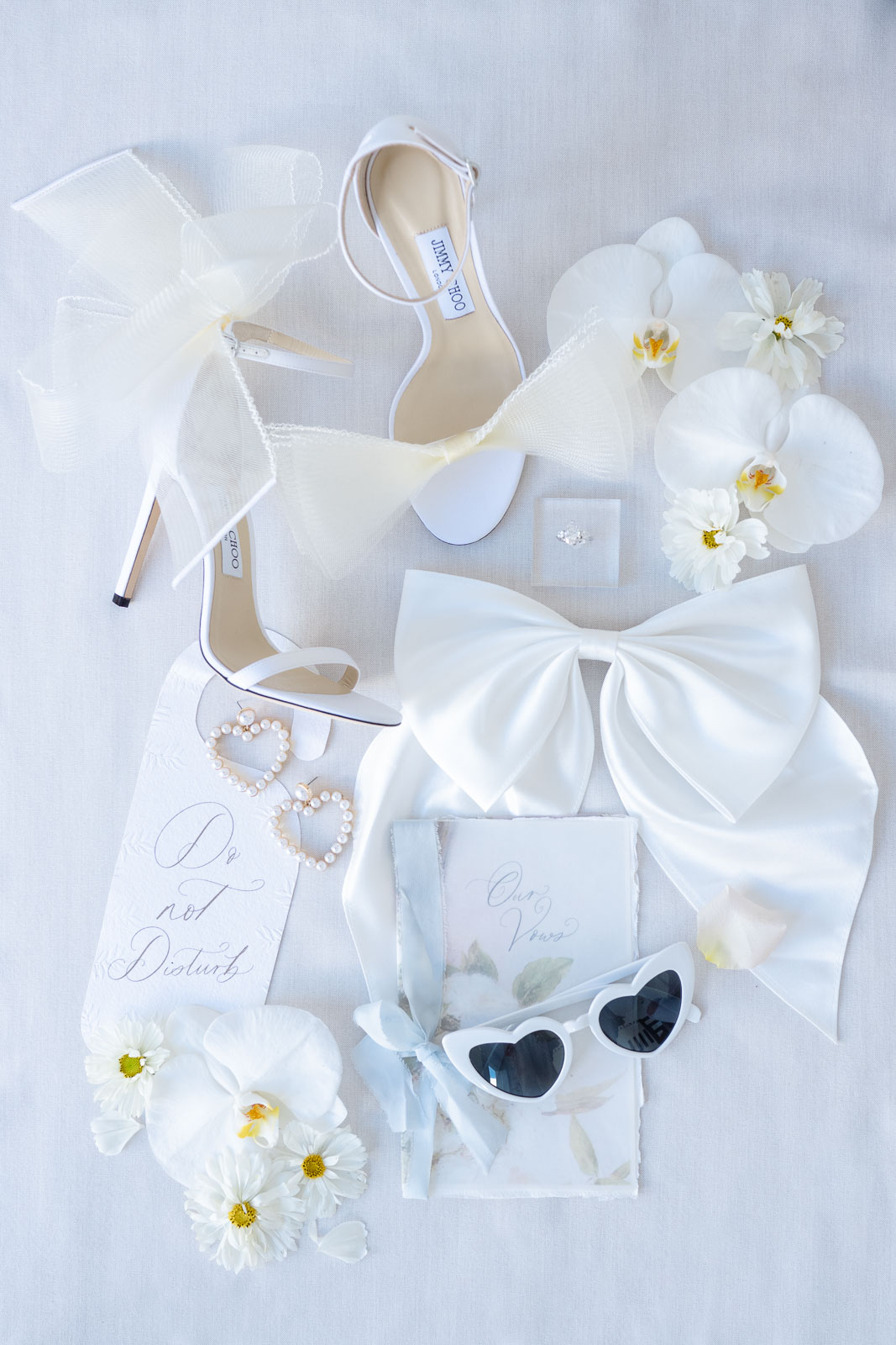 Wedding Day Detail Flatlay with Jimmy Choo Shoes